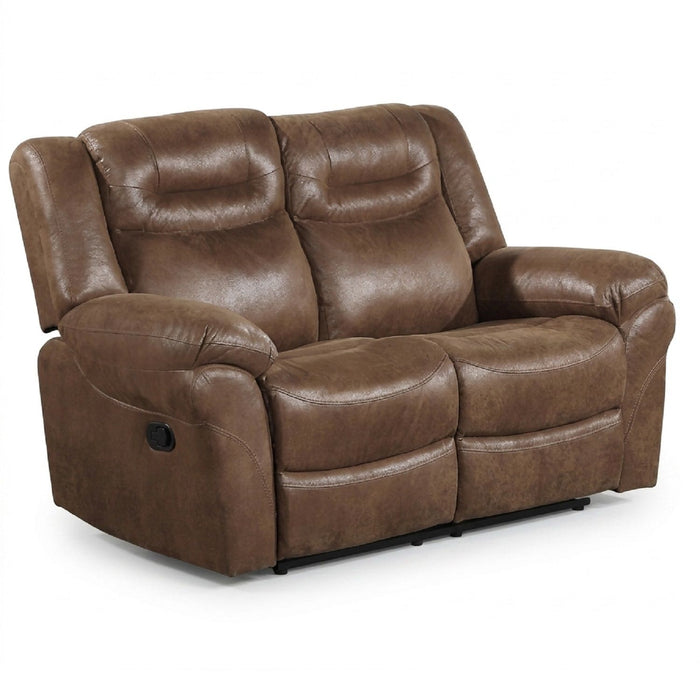 1 Piece Power Reclining Loveseat With USB Port, Fully Upholstered Pillow Arms And Headrest - Brown