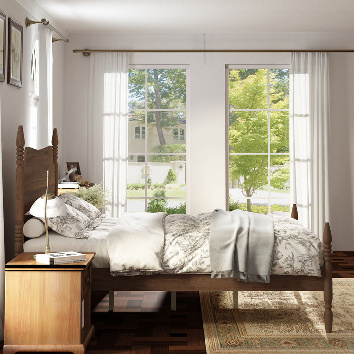 Retro 4 Poster Platform Bed Frame With Curved Tall Headboard