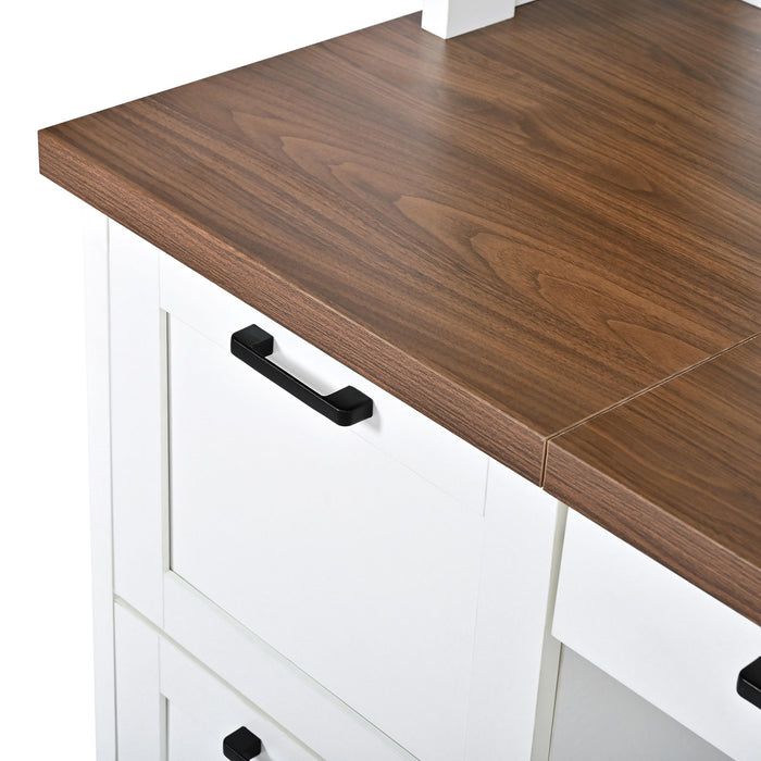 Farmhouse Computer Desk With Hutch