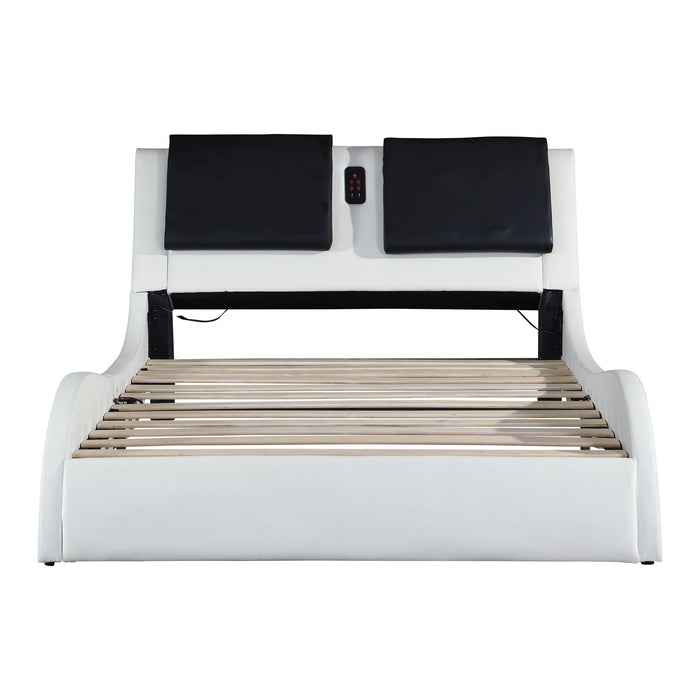 Platform Bed Frame With LED Lighting, Bluetooth Music, Vibration Massage