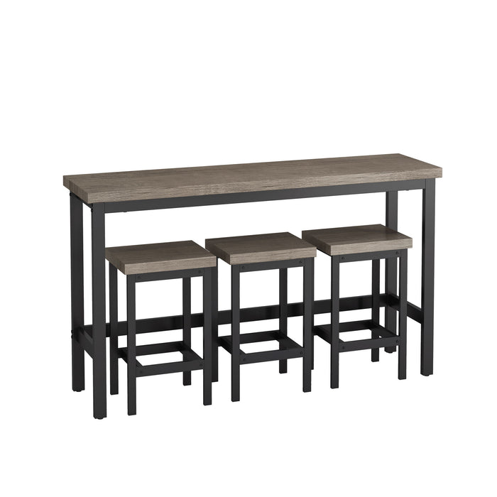 Modern Design Long Dining Table Set With 3 Stools