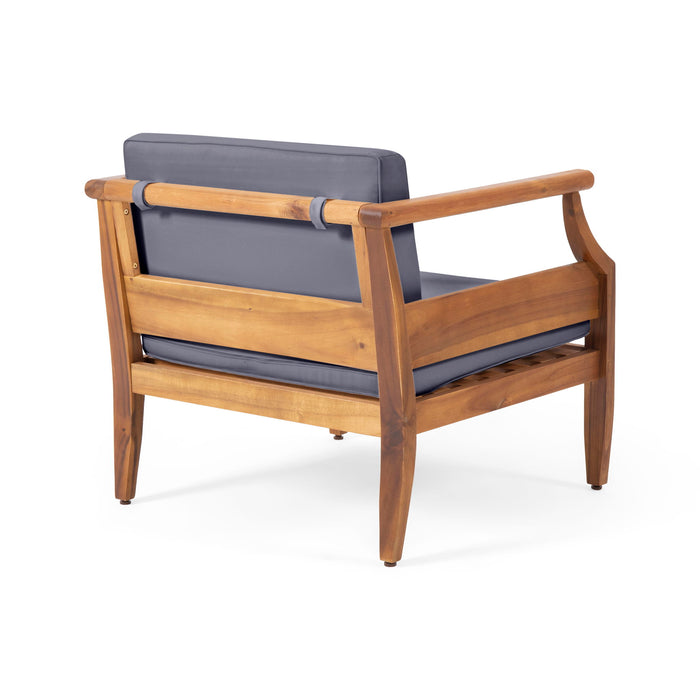 Outdoor Club Chair With Recessed Arms And Cushions