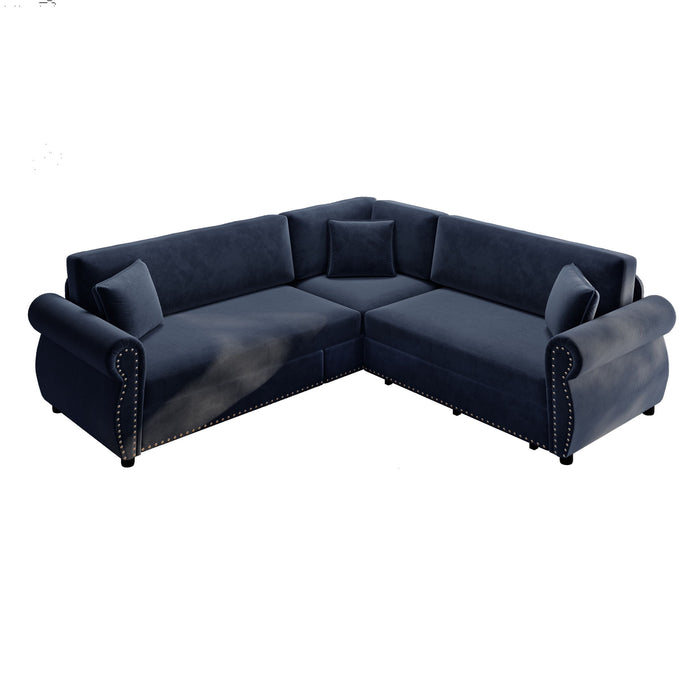 L-Shaped Sofa Couch With Pull-Out Bed