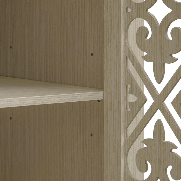 Hollowed Out Cabinet With 4 Doors, American Furniture, Suitable For Bedroom, Living Room, Study - Natural