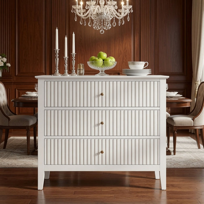 3 Drawer Nightstand, Wide With Soft Close Slides - White