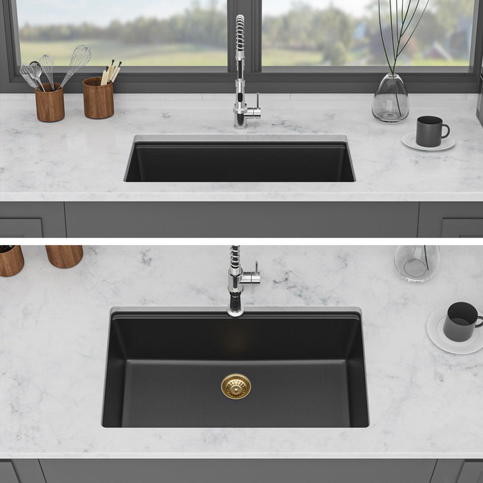 Quartz Composite Kitchen Sink With Undermount Design, Durable Single Bowl Workstation
