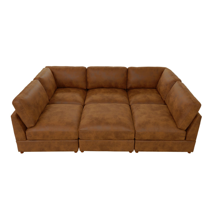 Modular Upholstered Sectional, Medium Firm Seat Cushion, Custom Configuration - Brown