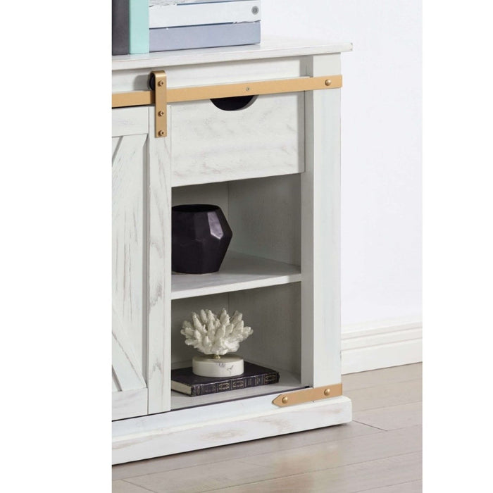 Console Table With Storage Drawer And Open Shelves - Antique White / Gold