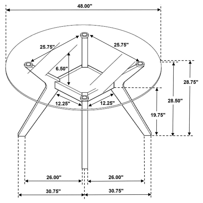 Flynn - Round Glass Top Dining Table - Brown