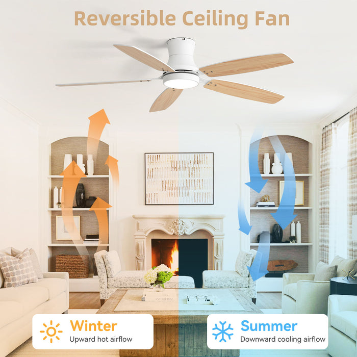 42" Ceiling Fan With Light, Tri Color Dimmable, DC Motor, 5 Blades