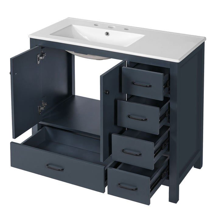 Bathroom Vanity With Sink Combo, 2 Soft Close Doors And 5 Drawers