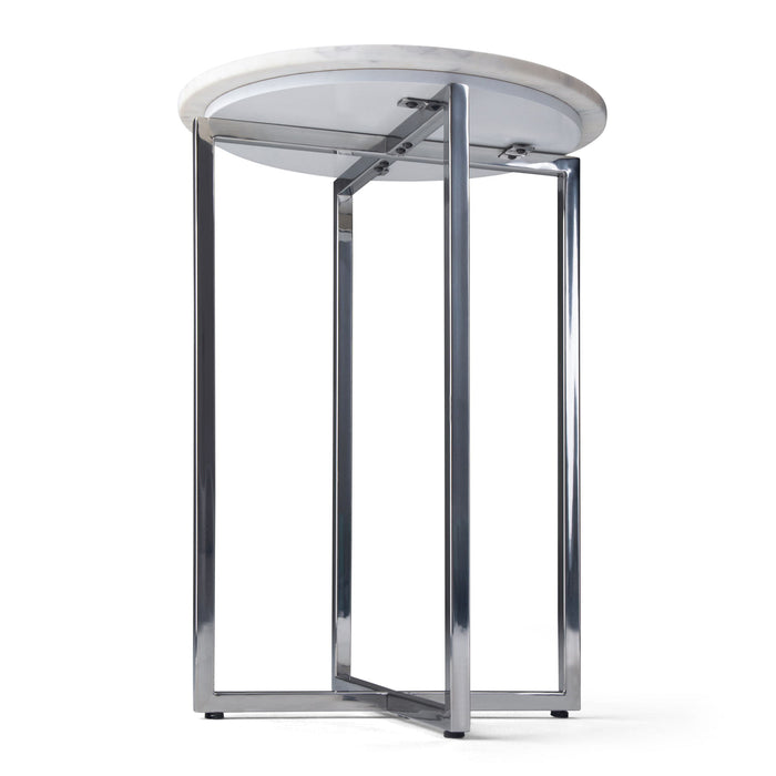 Marsden - Side Table With Polished Base - White / Silver