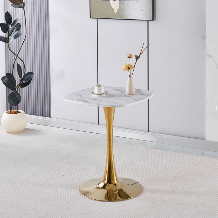 Square Tulip Dining Table For 2 - 4 People - Golden / White