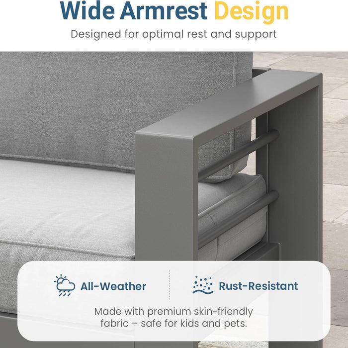 Modern All-Weather Patio Armchairs With Thick Cushions (Set of 2)