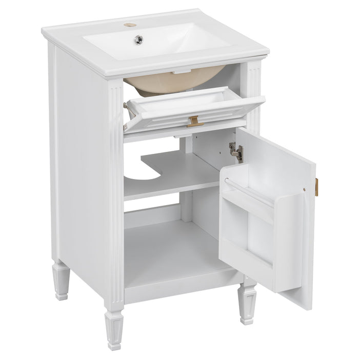 Bathroom Vanity With Sink, Adjustable Shelf, Tilt-Out Drawer