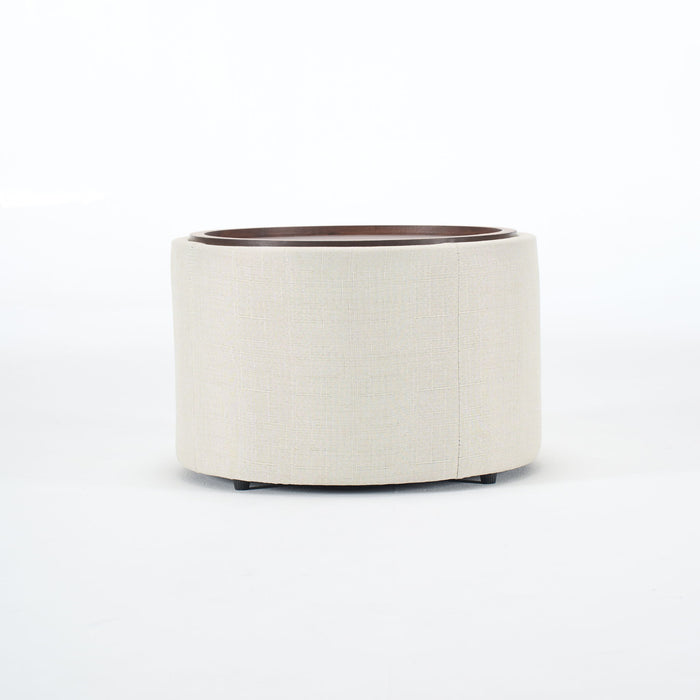 Nesting Ottomans, Round Coffee Table & Bench With Tray (Set of 2)