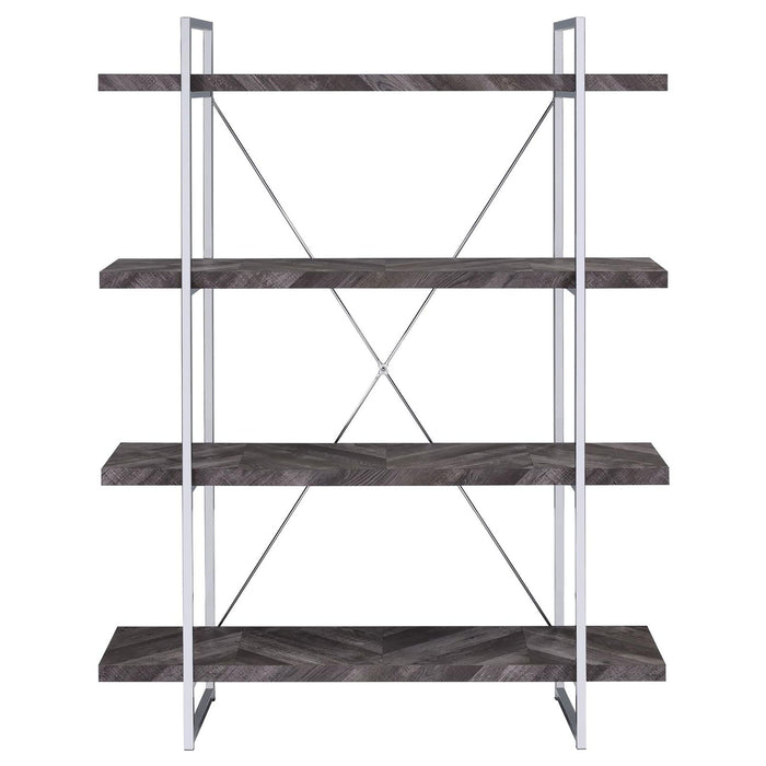 Herringbone - Bookcase With Full Length Shelf - Gray