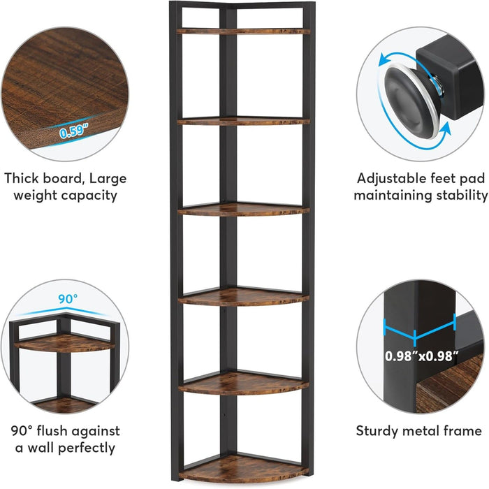 Tall 6 Tier Corner Bookshelf For Living Room