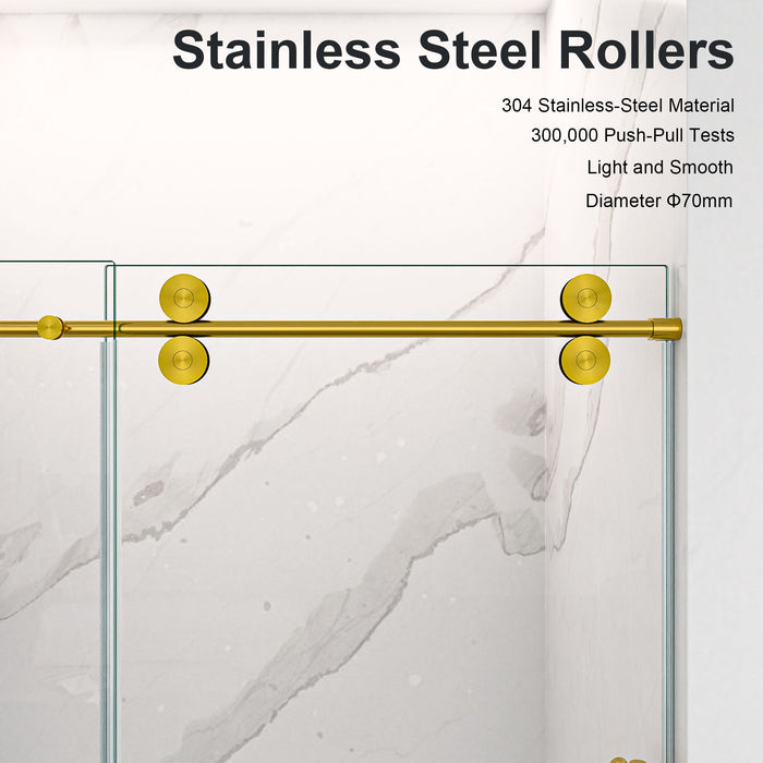 Frameless Single Sliding Shower Door With Clear Tempered Glass