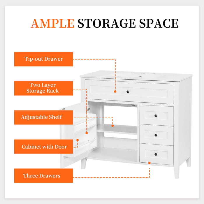 Bathroom Vanity With Sink, Cabinet With 3 Drawers And Adjustable Shelf