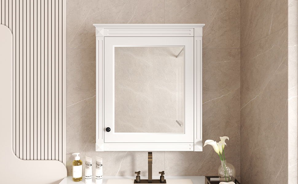 Wall Mounted Bathroom Storage Cabinet With Mirror, Medicine Cabinet With Height Adjustable Shelf