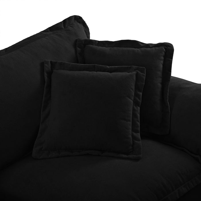 Modular Sectional Sofa With Movable Ottoman & Pillows