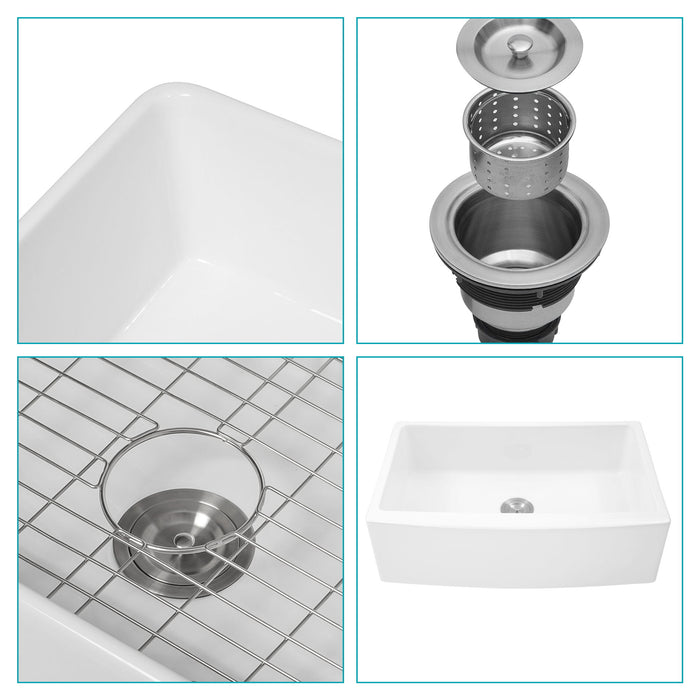 Farmhouse Sink, Apron Front Single Bowl With Arch Edge Design