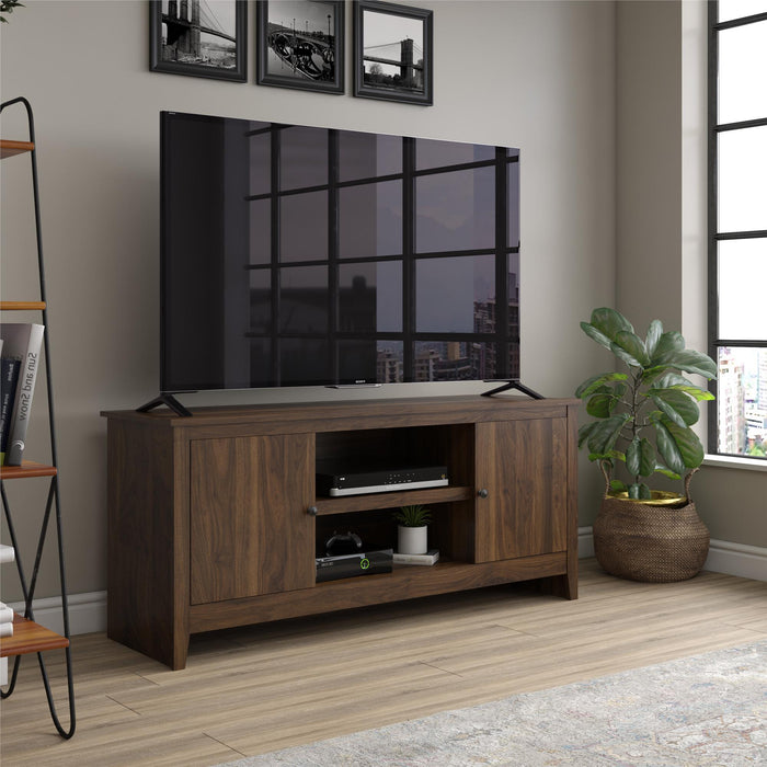 TV Stand For TVs Up To 65" With Open Shelves And Storage Cabinets - Walnut