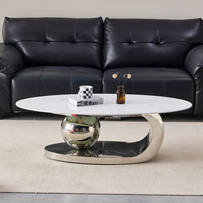 Oval Coffee Table With Geometric Precision