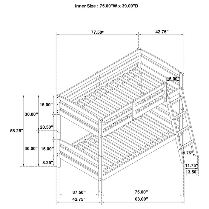 Kerr - Twin Over Twin Bunk Bed - Gray