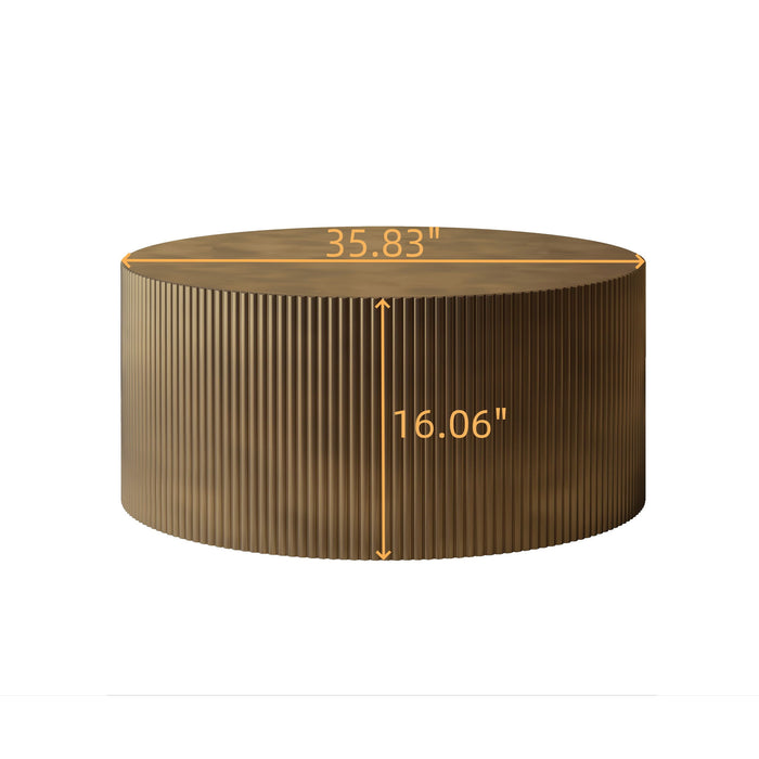 Modern Wave Stripe Round Coffee Table With Spacious Top