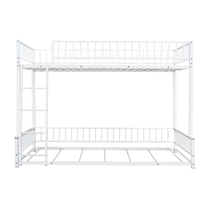 Bunk Bed Frame With Ladder And Safety Guardrails
