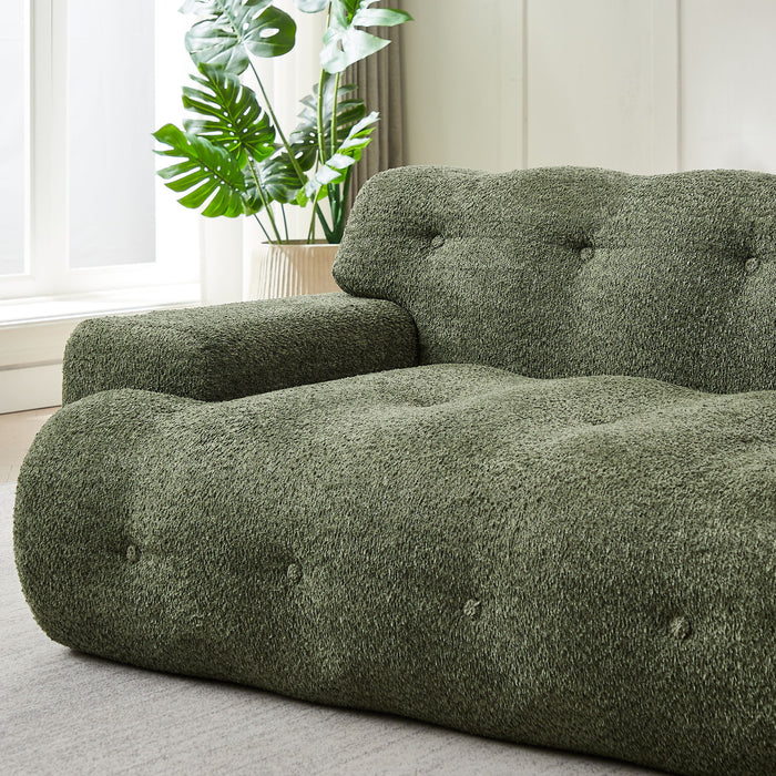 Cloud Series Minimalist Button Tufted Square Arm 3 Seater Sofa