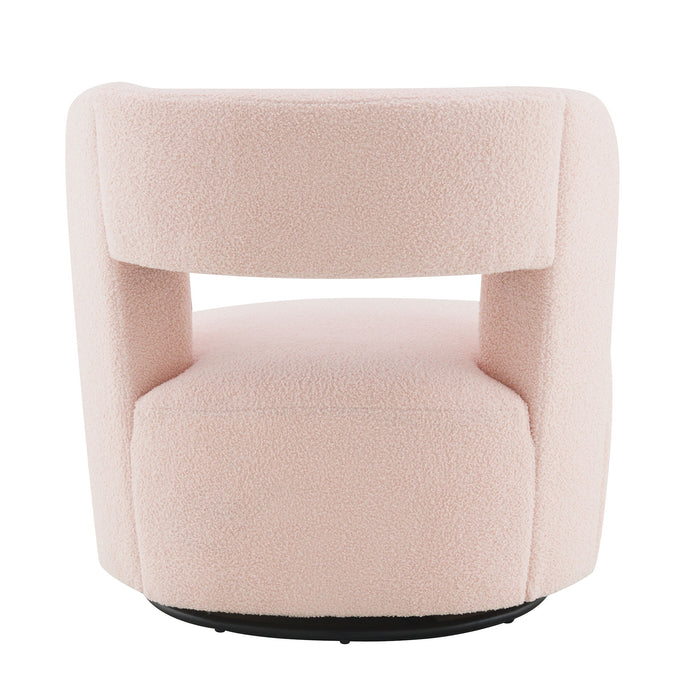 Swivel Comfy Round Barrel Chair With Soft Teddy Fabric For Living Room