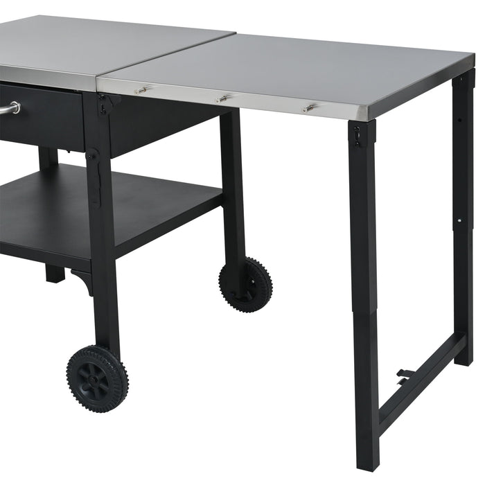 Foldable Outdoor Kitchen Cart With Storage For Patio