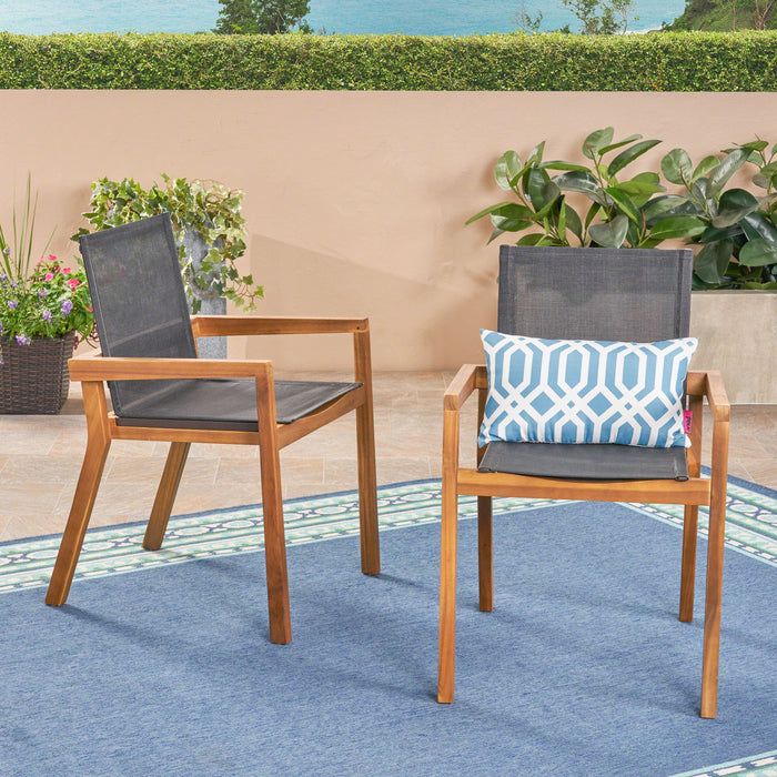 Belfast - Dining Chair With Acacia Wood Frame And Mesh Seating (Set of 2)