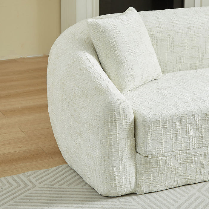 Curved Convertible Sofa, 2 In 1 Fold Out Bed With Pull Out Base And Deep Seat