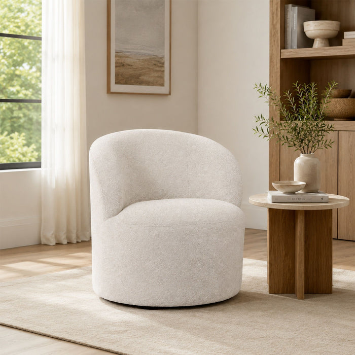 Upholstered Barrel Accent Chair For Living Room - White