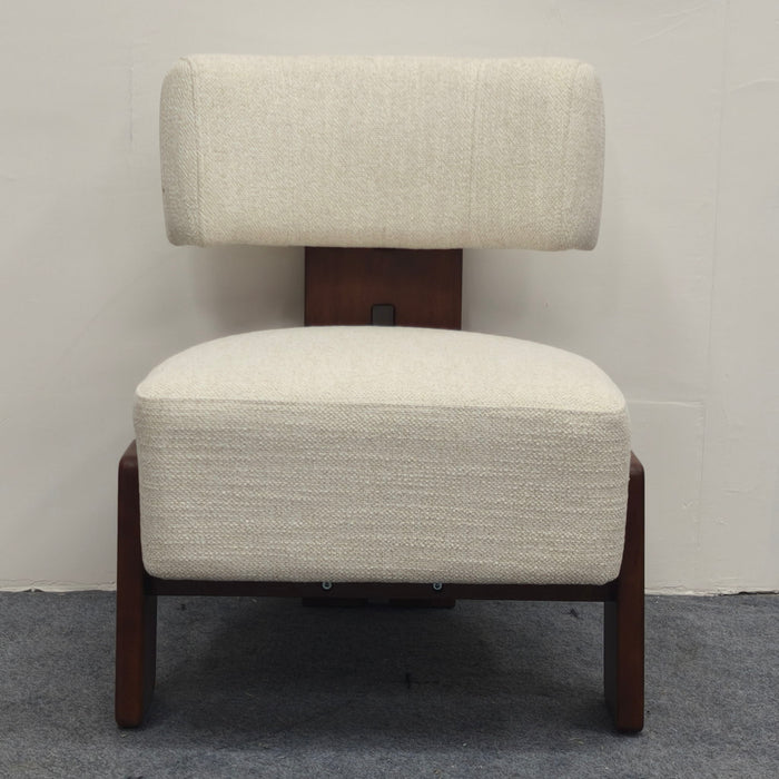 Geometric Armless Accent Chair - Beige / Brown