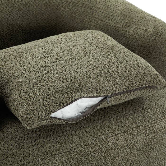 360° Swivel Barrel Sofa Chair With Throw Pillow, Chenille Upholstered Accent Chair