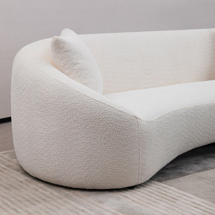 Curved 3 Seater Sofa For Living Room - White