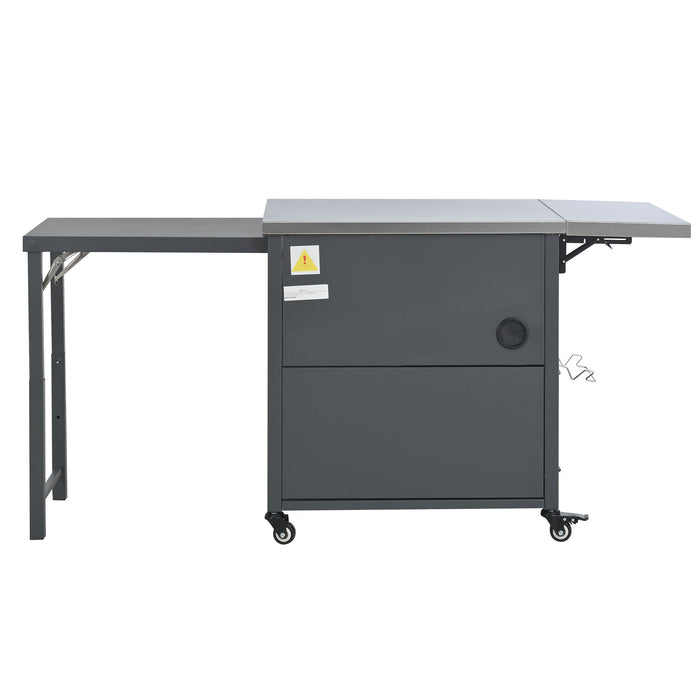 Foldable Outdoor Prep Station BBQ Cart With Trash Rack