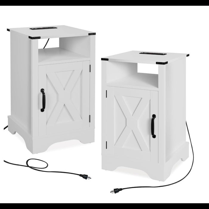 Farmhouse Nightstand, Charging Station & Storage