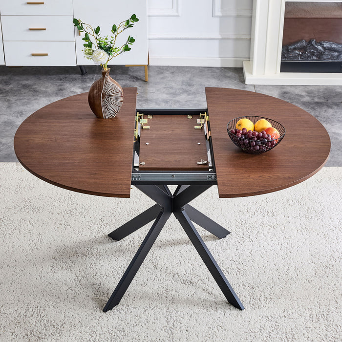 Extendable Round Dining Table - Walnut