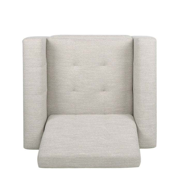 Contemporary Recliner Chair With Push Back Function And Birchwood Legs