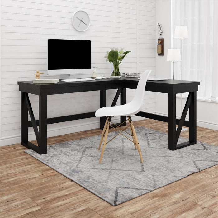 Crestwood - Lift Top L Desk - Black