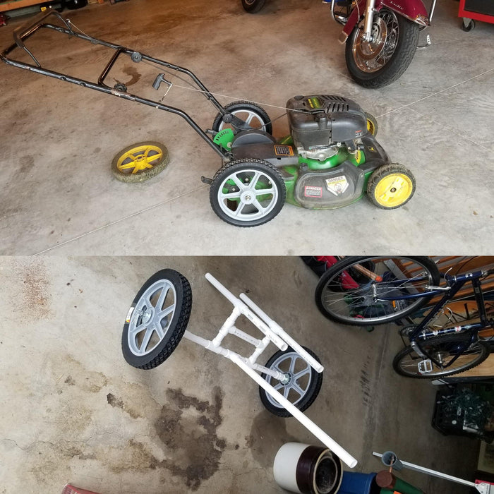 Universal 12" Spoked Plastic Wheel And Tire For Lawn Mowers & Trolley Carts, 10 Pack - Black