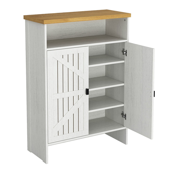 Modern Minimalist Shoe Cabinet With Sliding Door Design - White