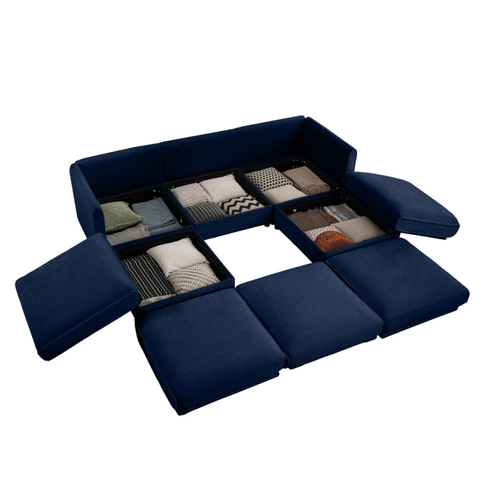 Contemporary Elegant Sofa With Storage And Ottoman