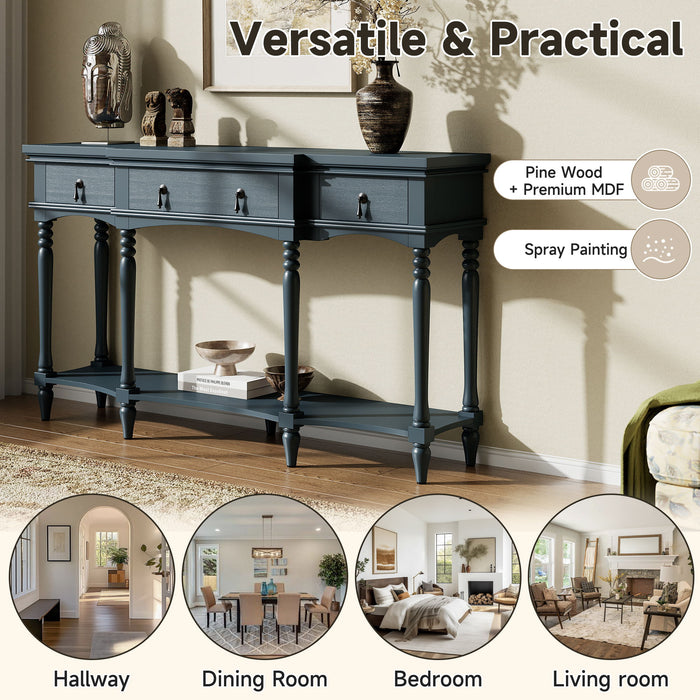 Retro Console Table With 3 Soft Close Drawers